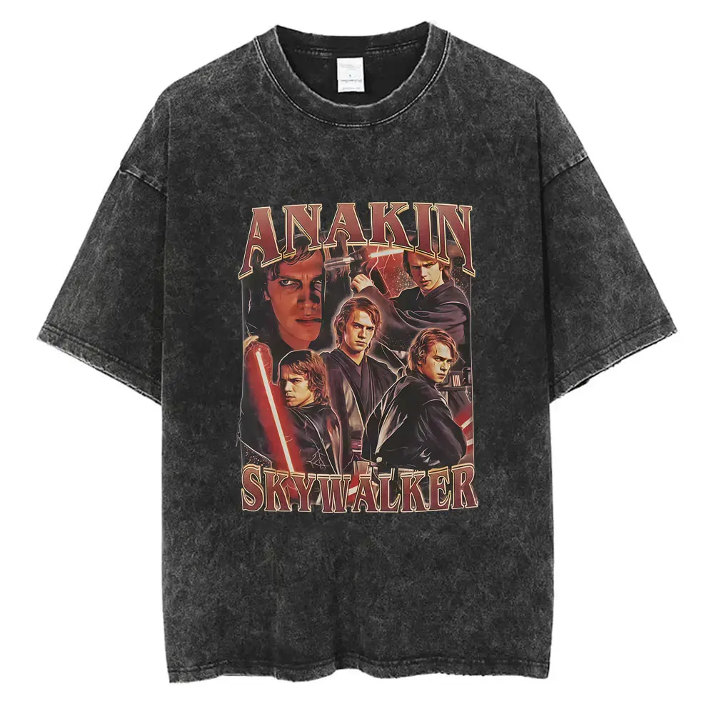 

Anakin Skywalker Vintage Washed T-shirt Men Women Casual Oversized Streetwear Men's Hip Hop Fashion T Shirts Male Casual Tshirt