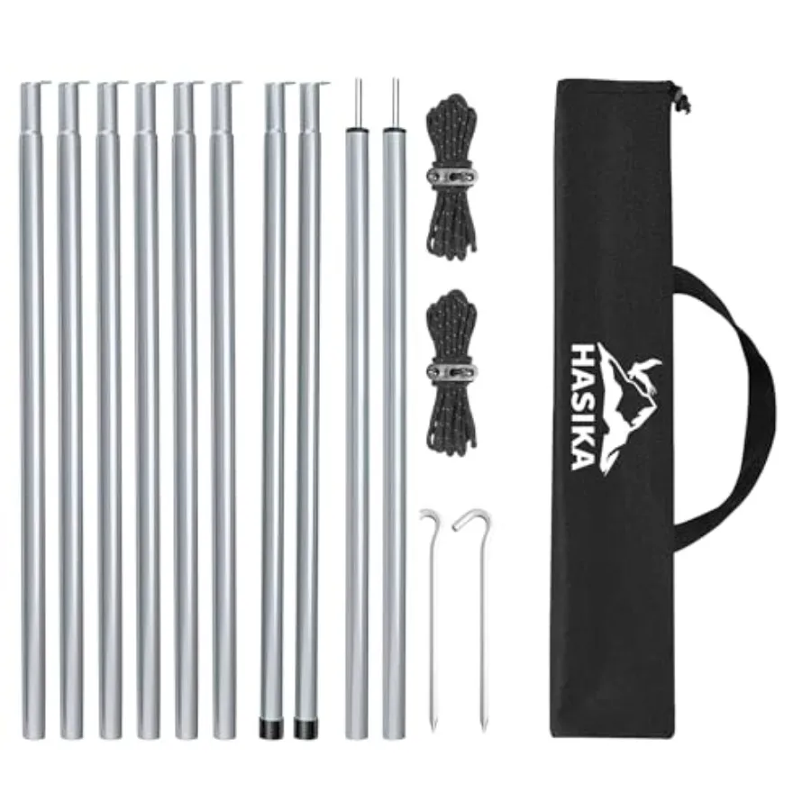 

Camping Tent Pole Repair Kit Including Ropes Stakes Adjustable from 30" to 74.8" Replacement for Tarp Awning Rainfly 2 Set 10 S