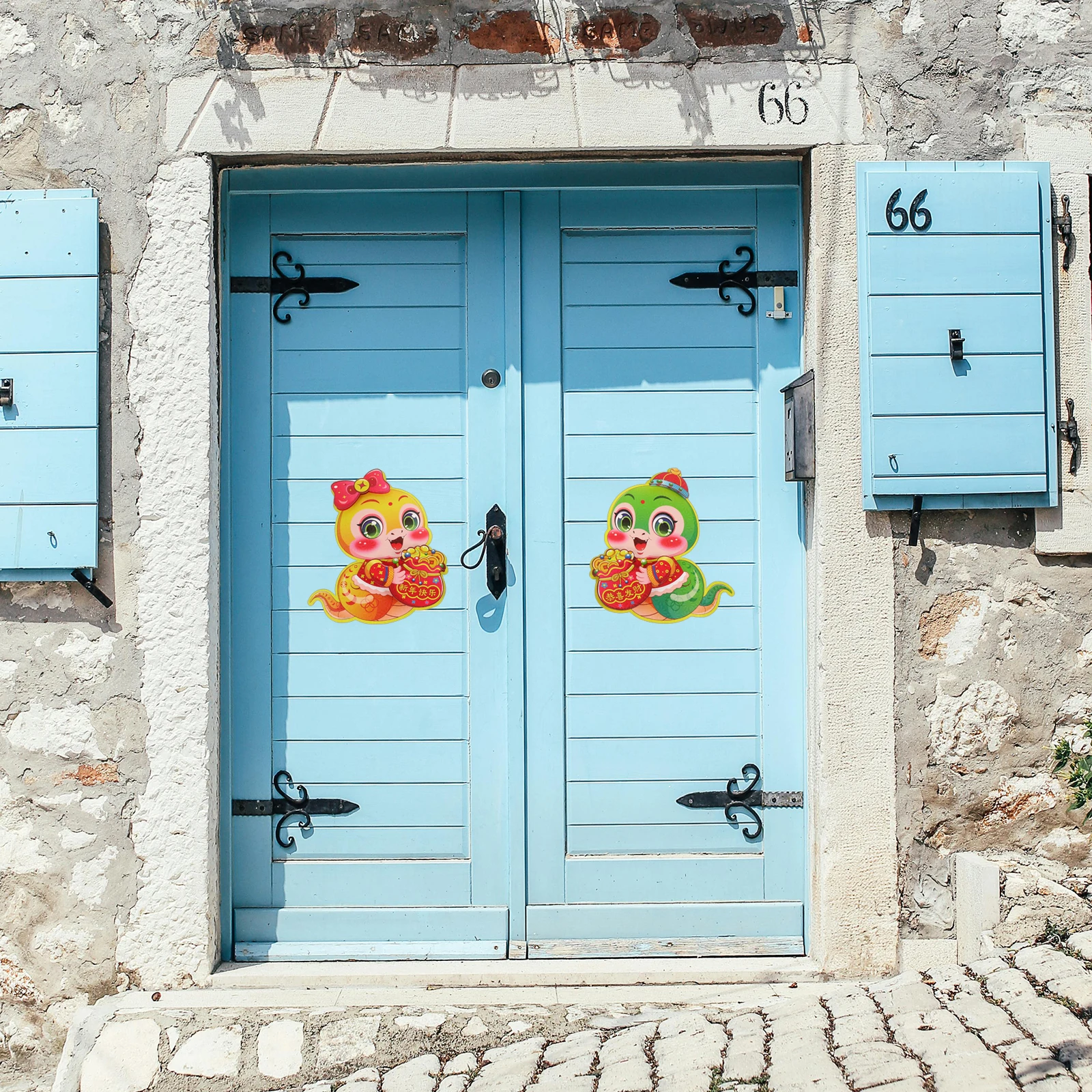 

2pcs Chinese 2025 Year Of The Snake Wall Sticker Spring Festival Fu Character Window Clings Easy Install Lunar New Year