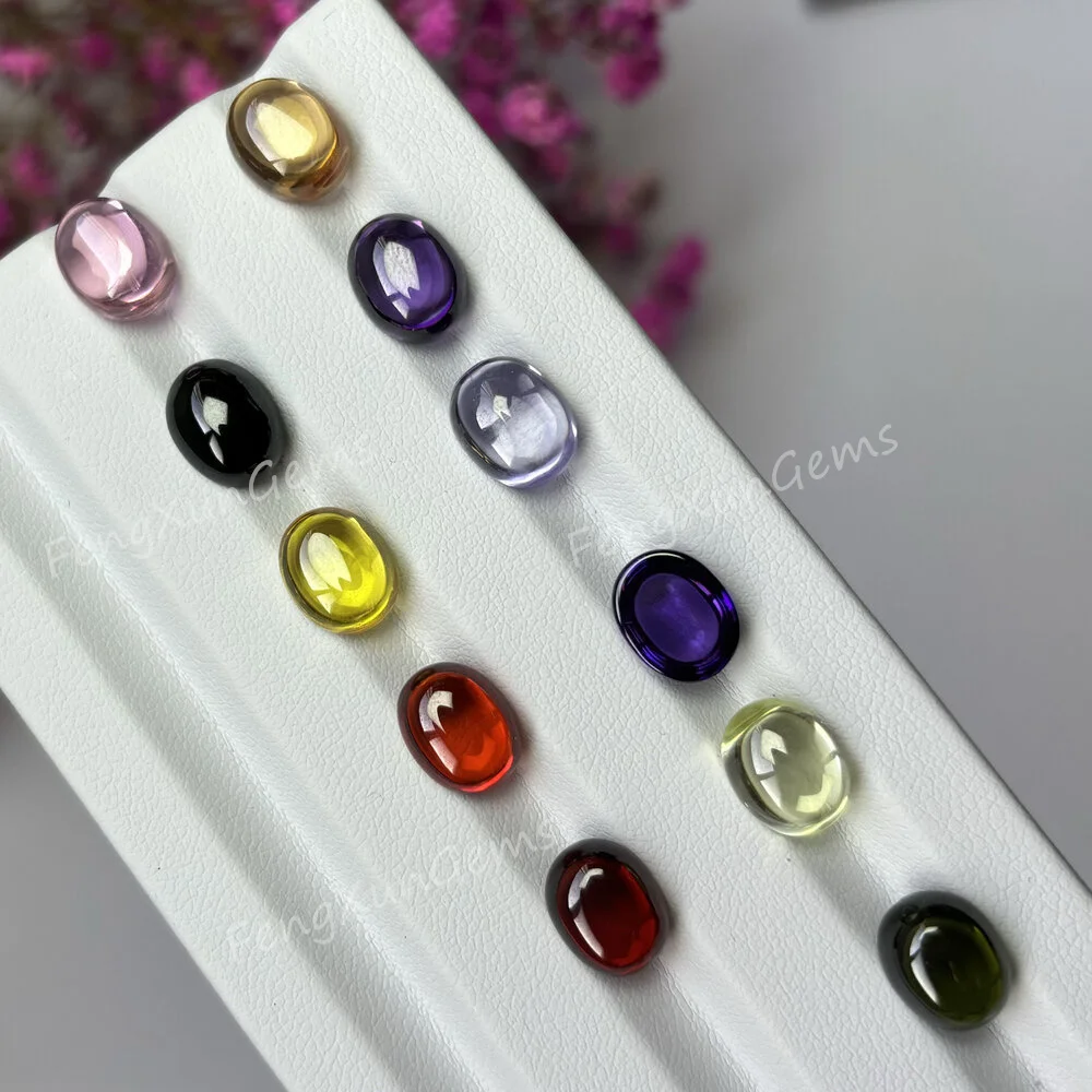Flat Bottom Multicolour Cubic Zirconia Stone Oval Shape Cabochon Cut Loose CZ GemStone For Jewelry