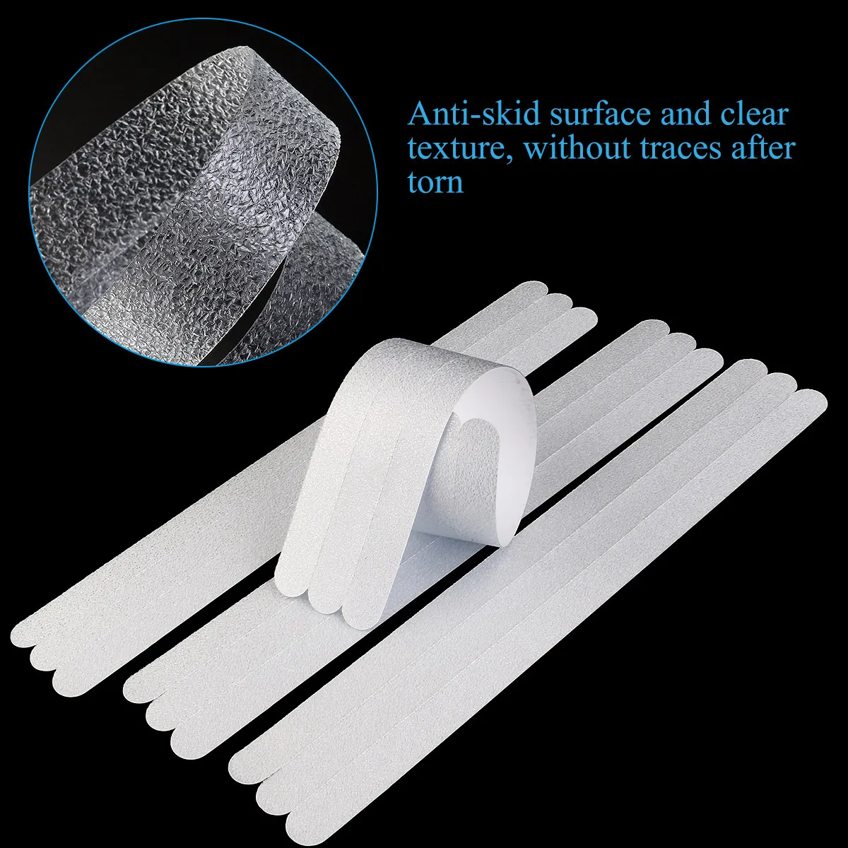 12Pcs White Nonslip Stair Sticker Anti Tape for Bath Shower Stairs Steps Ladders Ramps Scaffolding 38x2cm Concave Convex