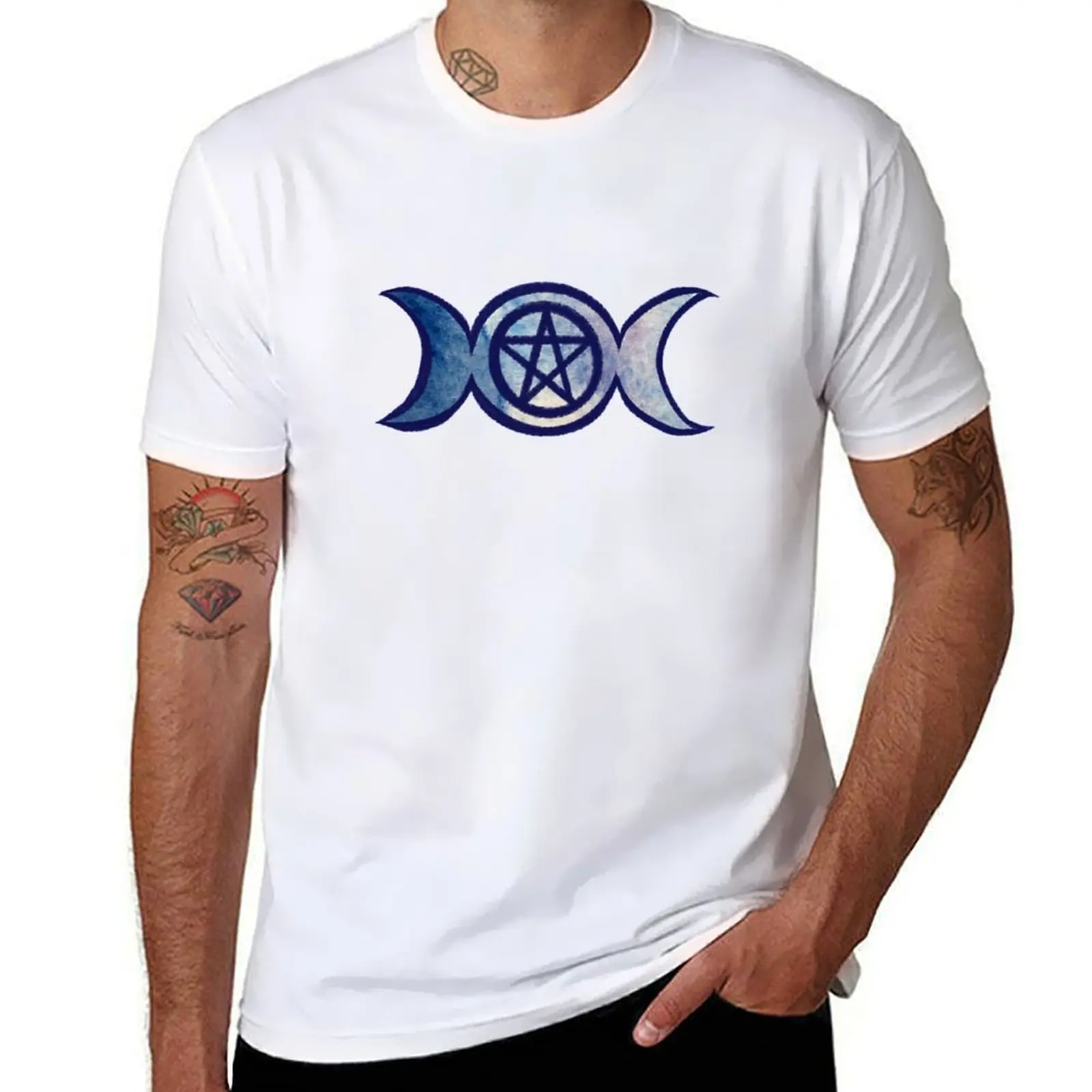 

Triple Moon Pentagram T-Shirt cotton t shirts high quality man t shirts for men casual T-Shirt