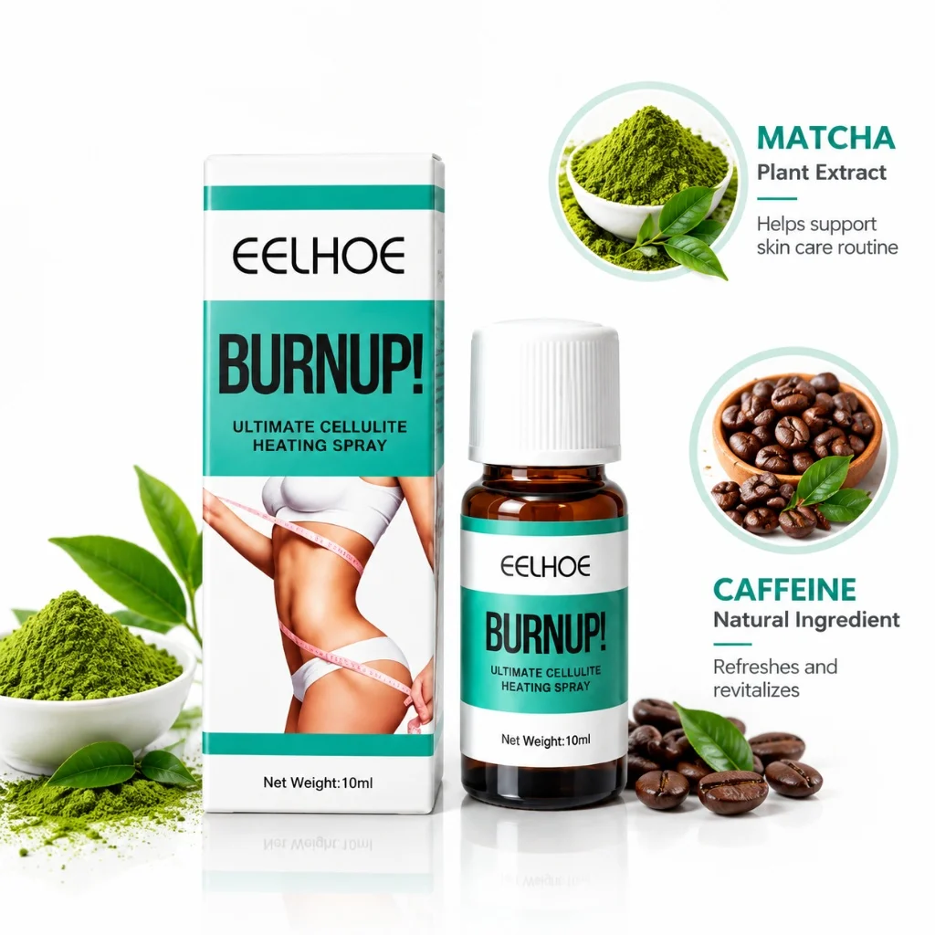 Body Heating Spray 10ml Matcha Caffeine Body Care Spray Warm Sensation Smooth Rough Skin Firm Body Skin For Daily Massage