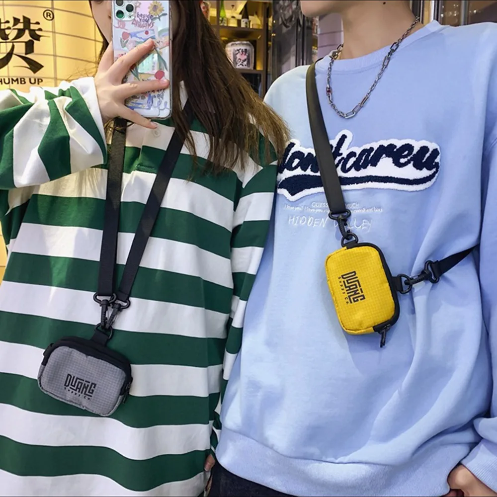 

Милый подвесной нейлоновый кошелек для монет на шее, ремешок, повседневная сумка через плечо для пары, сумка через плечо с буквенным принтом в японском стиле, сумка для мелких предметов, подарки