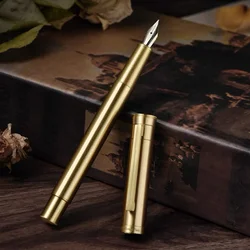 Hongdian 1861 Brass Fountain Pen EF/F/M/ Bent Nib, Classic Design Smooth Writing Pen for Office Business School
