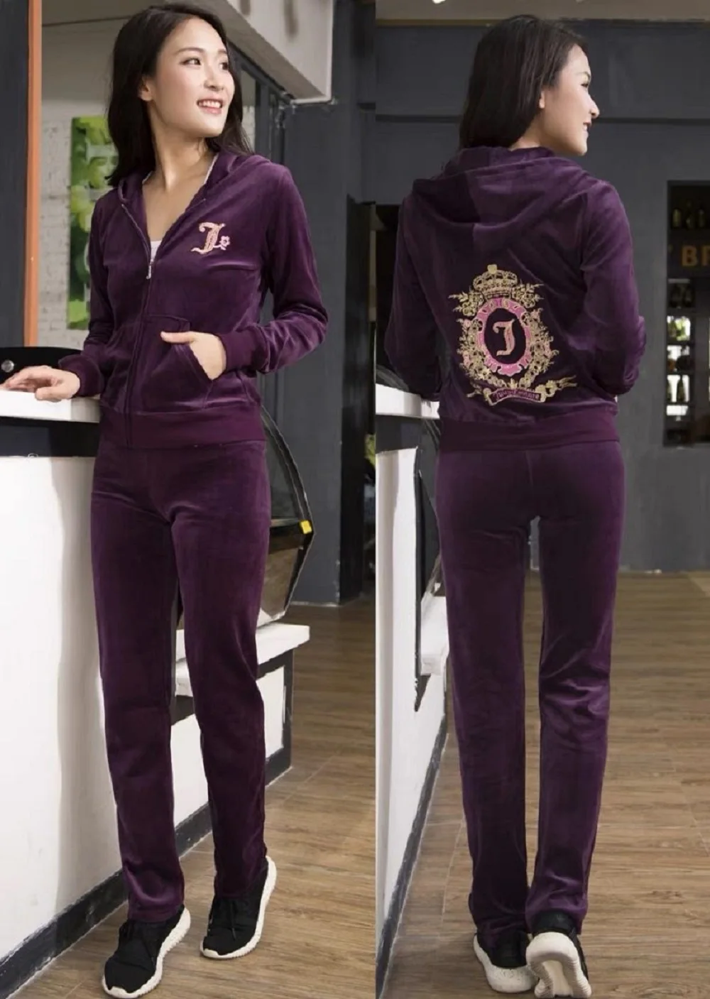 

Women 2 Pieces Tracksuit Set Women's Tracksuit Crystal Hoodie Sportswear Women Outfit 2024 Pant Sets Juice Couture Tracksuit