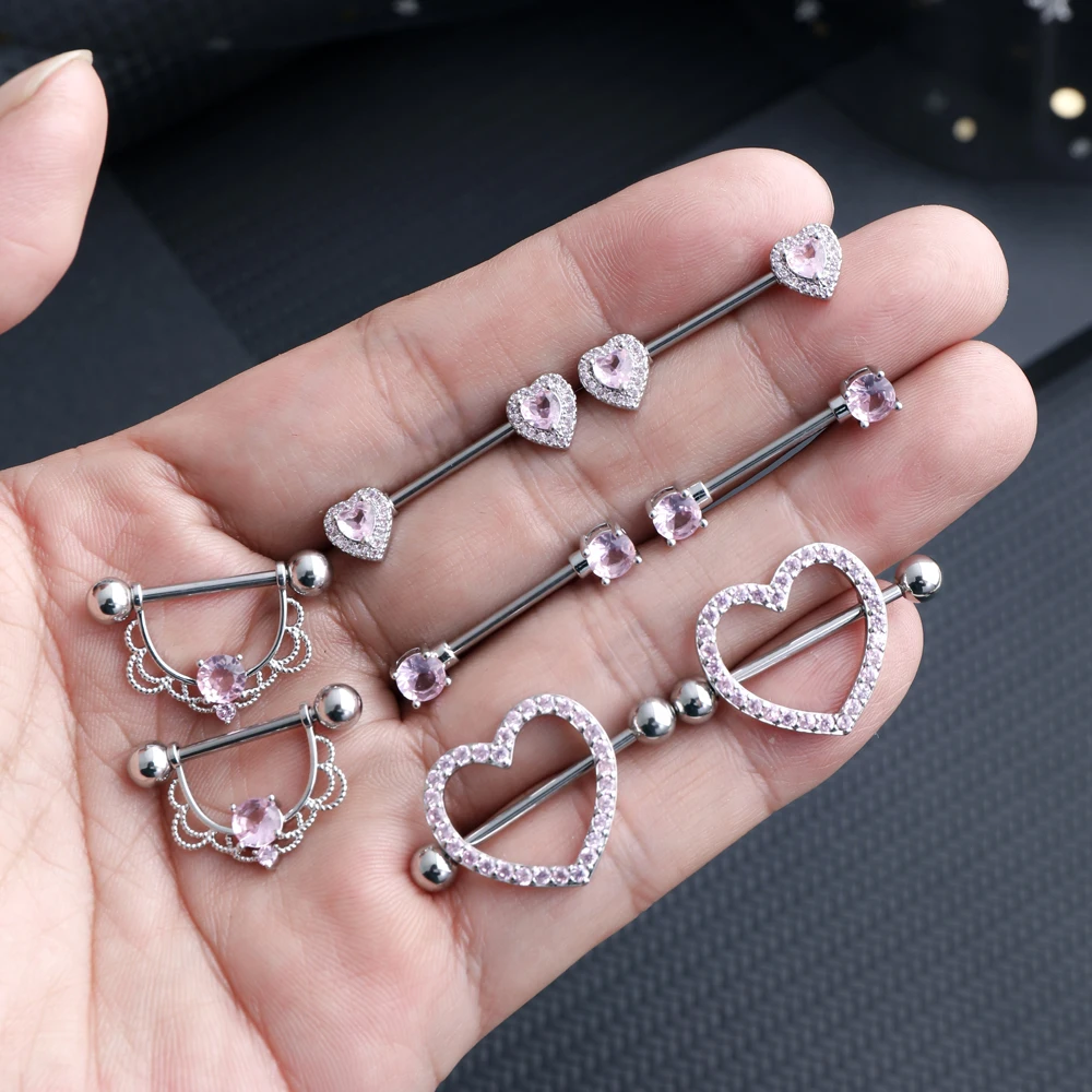 14G Edelstahl Nippelpiercing Set Nippelringe Barbell Pack Rote Kirsche Kuchen Nippel Schmuck Bulk Kristall Nippelpiercings – Detail 22