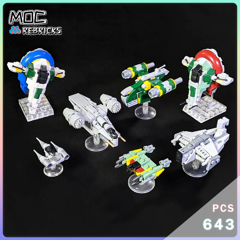 MOC Spaceship Bundle Building Blocks Famous Movie Fighter Model Assembly Small Particle Bricks Toy Children's Holiday Gifts