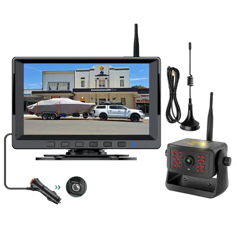 Digital Wireless 7" DVR Monitor Solar Backup Camera Magnetic Base Battery Powered Night Vision Waterproof For Caravan Rv