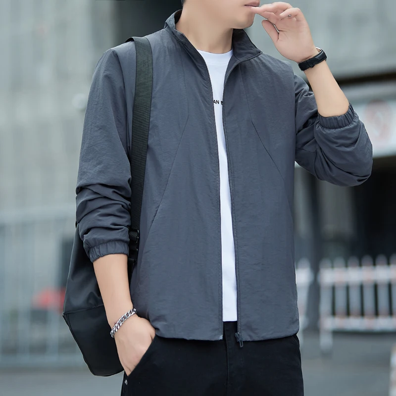 

Men's Lightweight Spring Fall Windbreaker Jacket Man Leisure Jacket New Spring Autumn Solid ColorFashion Windproof Jacket