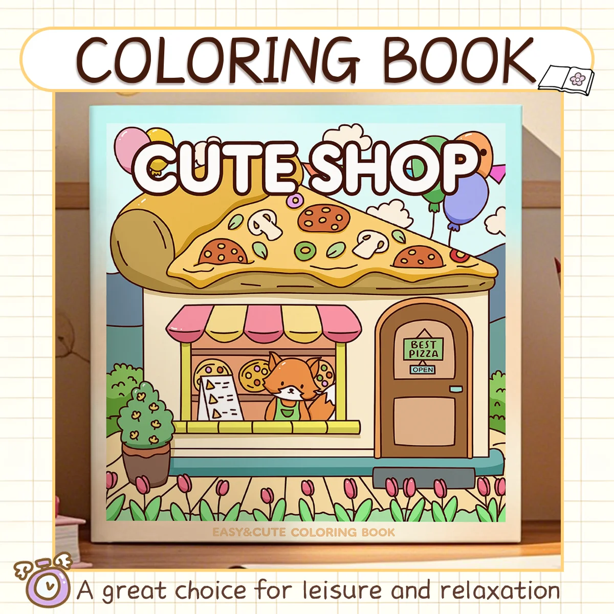 CUTE SHOP Coloring Book for Adults Featuring Cute Cozy Daily Activities for DIY Painting Drawing Stress Relief Activity Book