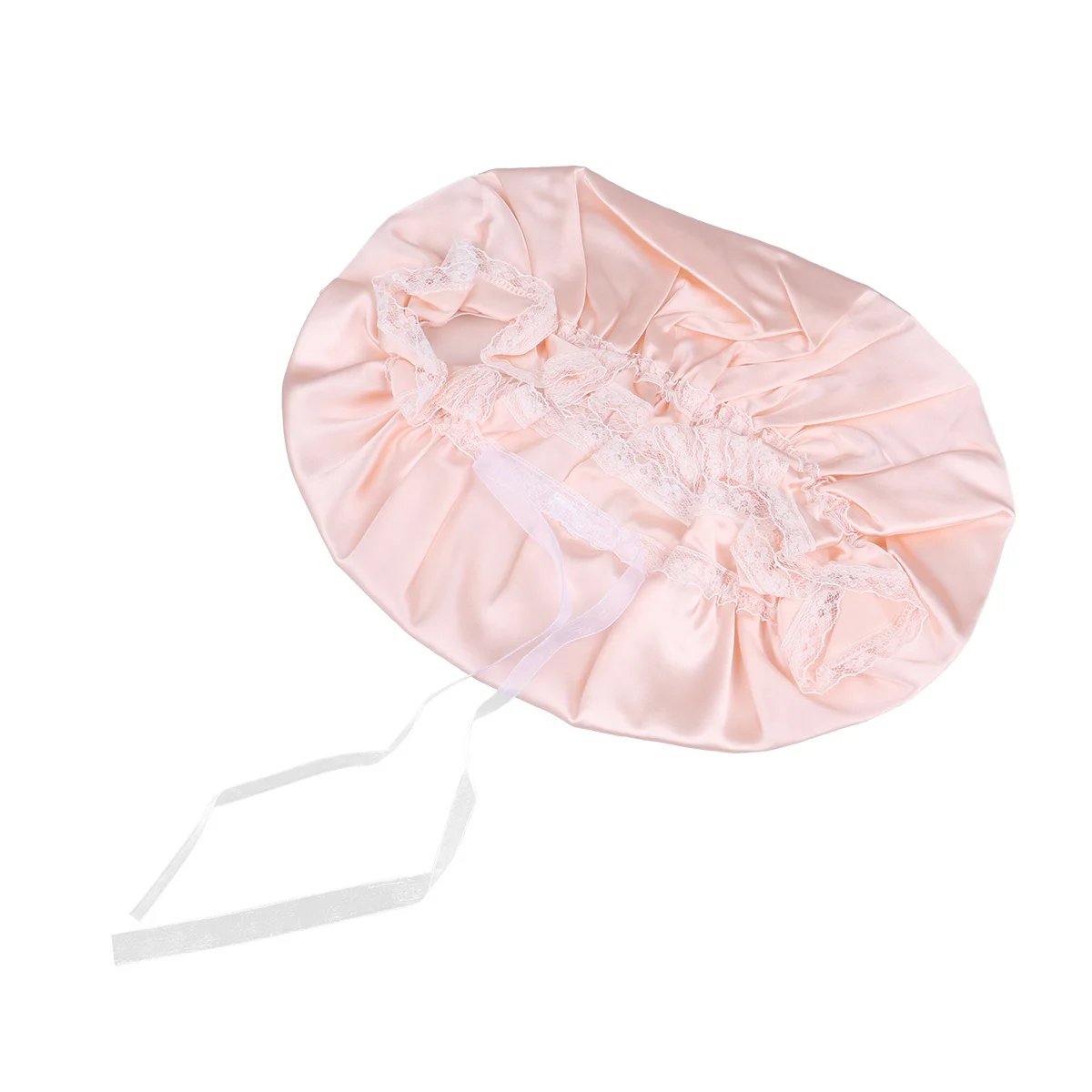 

Incarnadine Pink Silk Sleeping Cap Soft Night Sleep Hair Protection Bonnet Large Room Hair Care for Women Shower