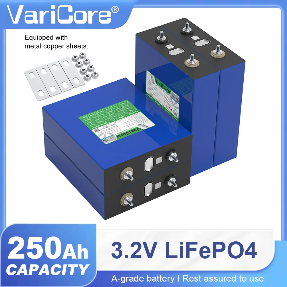 

Аккумулятор Varicore LiFePO4 250 Ач 3.2В, класс A, 8000 циклов, для самостоятельной сборки 12В 24В 48В, литий-железо-фосфатный элемент для кемпинга и гольф-каров, в наличии на складе в США