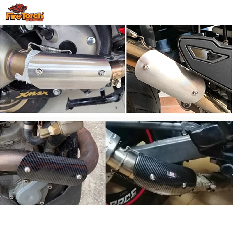 Universal 3.8 - 6.5 CM Motorcycle Exhaust Heat Shield Cover Muffler Front Mid Link Pipe Protector Guard Anti-scalding Cover view 2