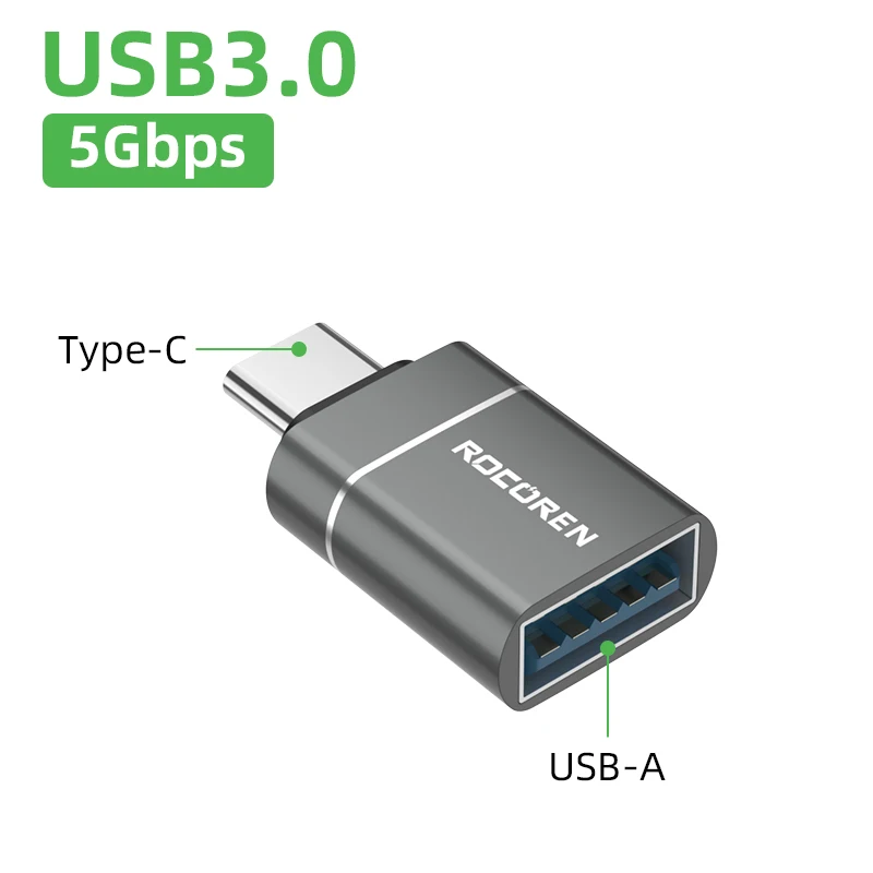 Rocoren USB Type C OTG Adapter USB C Male naar USB 3.0 Female Kabel Converters Voor Macbook Samsung S22 S20 Xiaomi 5Gbps Type-c OTG