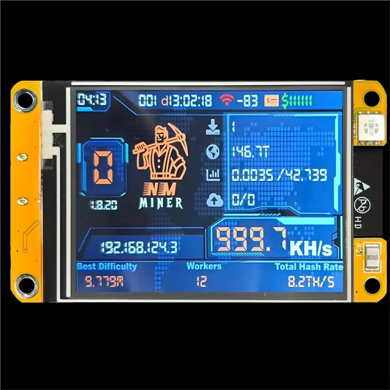 ABFI Nmminer Nerdminerv2 ESP32 2.4 Inch Smart Display 960KH/S Hashrate Crypto Solo Lottery Miner For Bitcoin