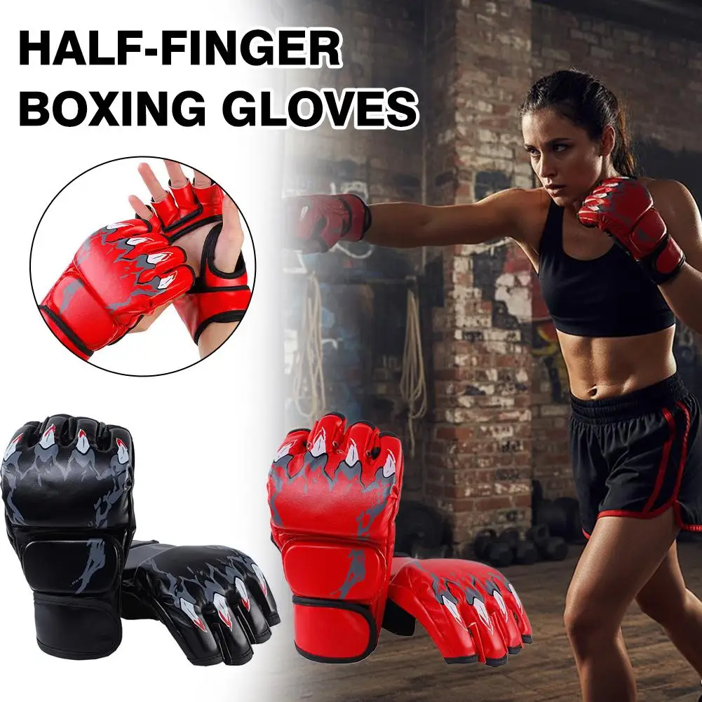 

1 шт., боксерские перчатки с половиной пальца для взрослых и детей, утолщенные боксерские перчатки для фитнеса Sanda с мешком с песком, борьба с утечкой