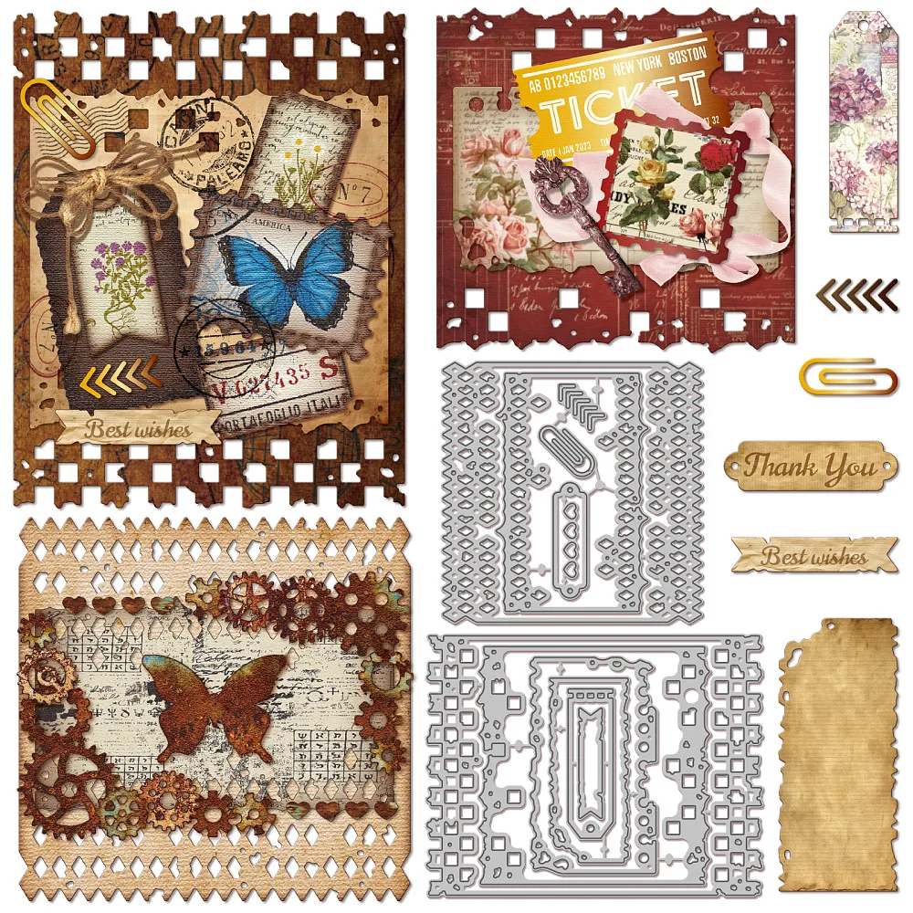 Geometrische Schneideformen aus Kohlenstoffstahl für DIY-Scrapbooking, Fotoalbum, dekorative Prägung, Papierkarten, Rechteck
