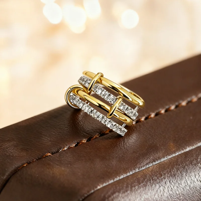Women's Multi-Layer Round Zircon S925 Sterling Silver Ring