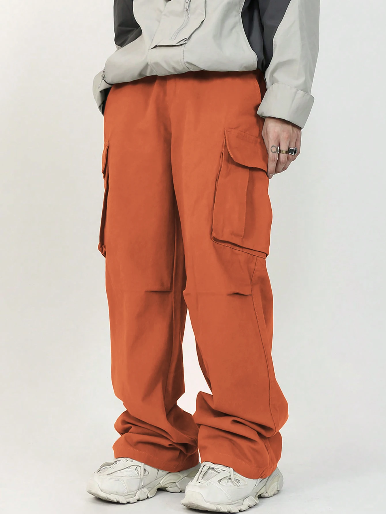 3D Pockets, Street-styling Workwear, Trendy Functional Lacing, Loose-fitting Casual Pants, Men's Straight-cut Fashion