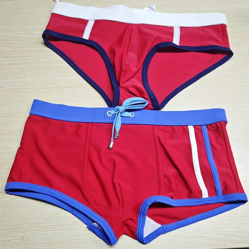 2026Dark blue and orange color matching swimming trunks men's swimming trunks, men's tethered boxers wholesale 50812-60902