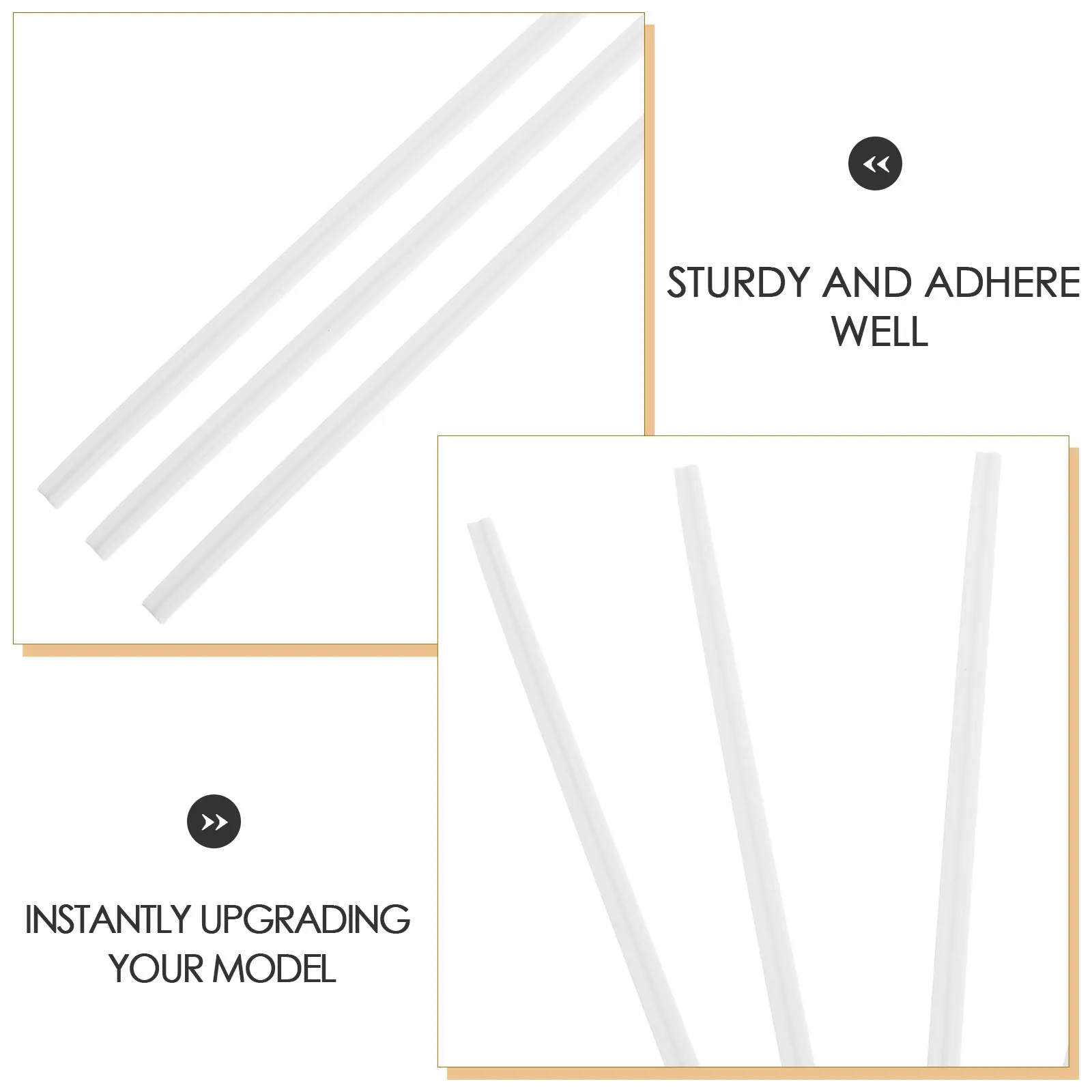 4Pcs Miniature Baseboard Edgings White Skirting Boards for DIY Craft Architectural Details Decoration Accessories