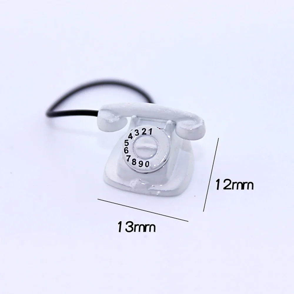 1/12 Poppenhuis Miniatuur Metalen Roterende Telefoon Mini Vaste Telefoon Model Speelgoed voor Poppenhuis Accessoires Decoratie ob11 bjd