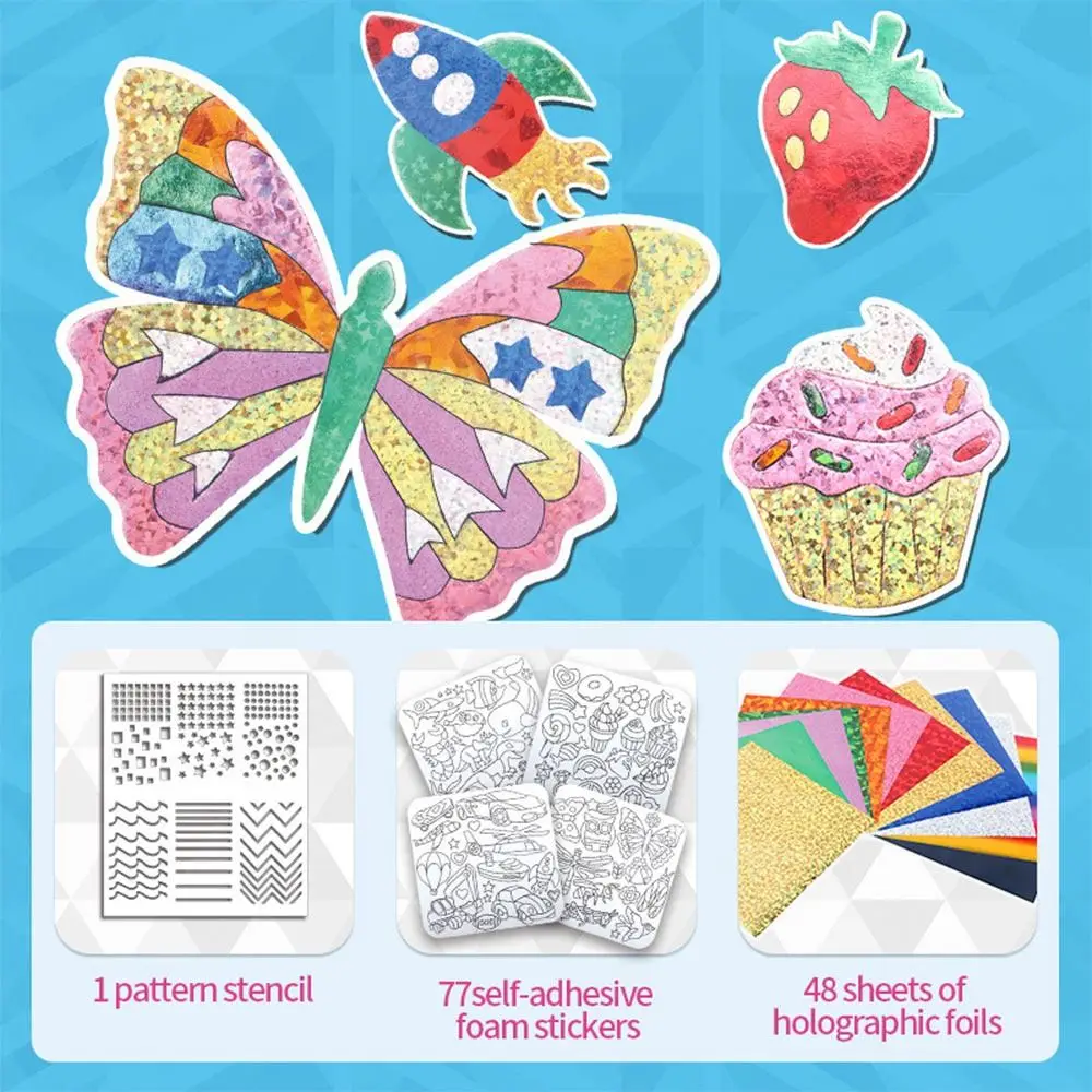 Grappige veelkleurige DIY foliekunst sticker cartoon patroon verlichting cartoon stickers creatief ontwerp zelfklevende DIY stickers voor