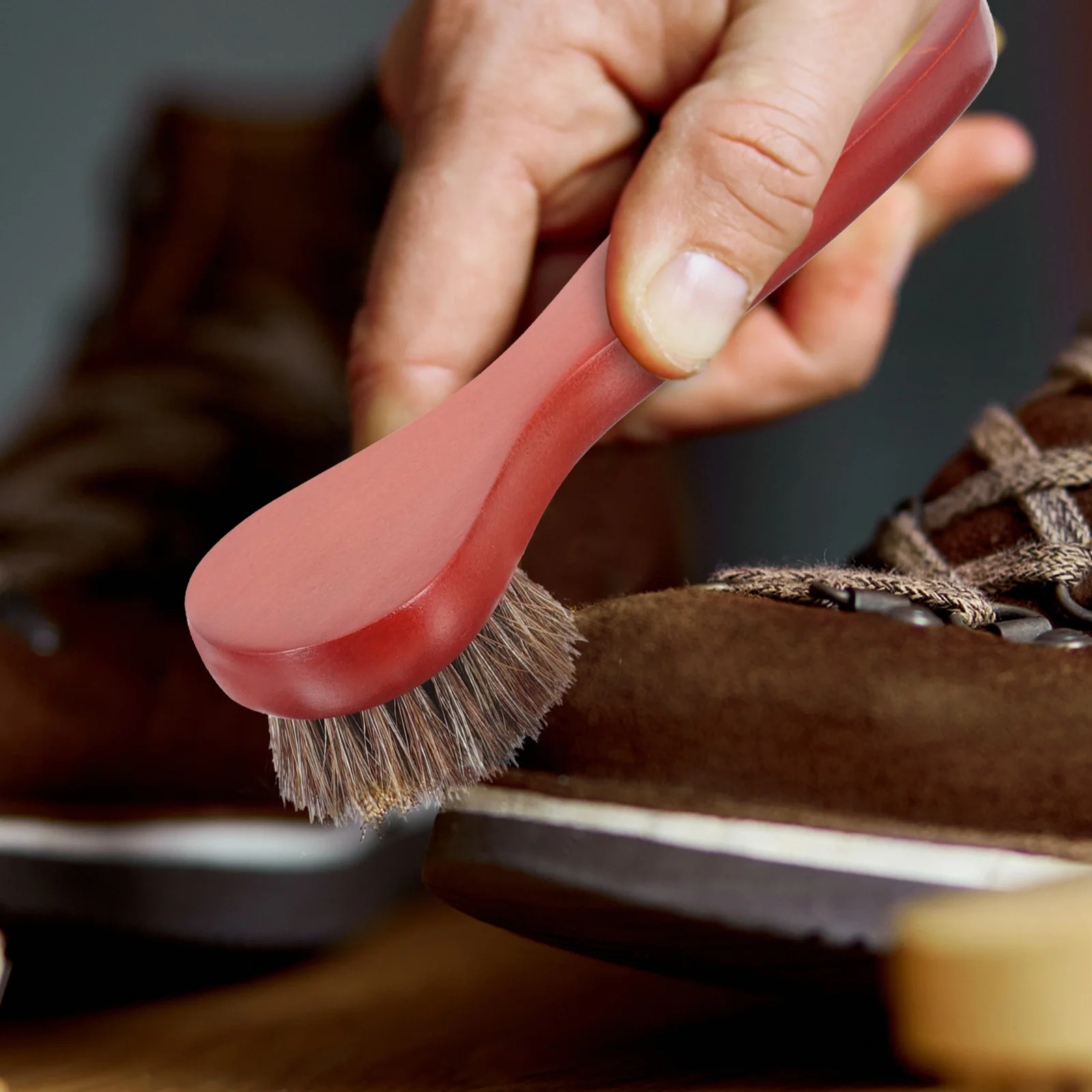 

2pcs Horsehair Boot Brush Shoe Polish Applicator Cleaning Kit Long Handle Multi Function Good Material Easy Use Portable