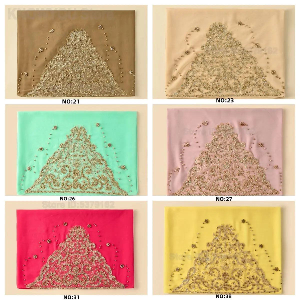 Ethnic Beaded Chiffon Long Scarf Women Southeast Asian Style Headscarf Turban Bohemian Fashion Head Wrap