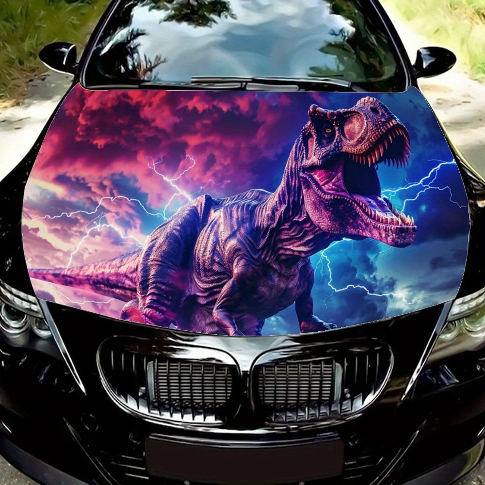 

Dinosaur Color Lightning Sky Cloud Car Hood Wrap Color Vinyl Sticker Truck Graphic Bonnet Auto Accessories Decoration Decal Gift