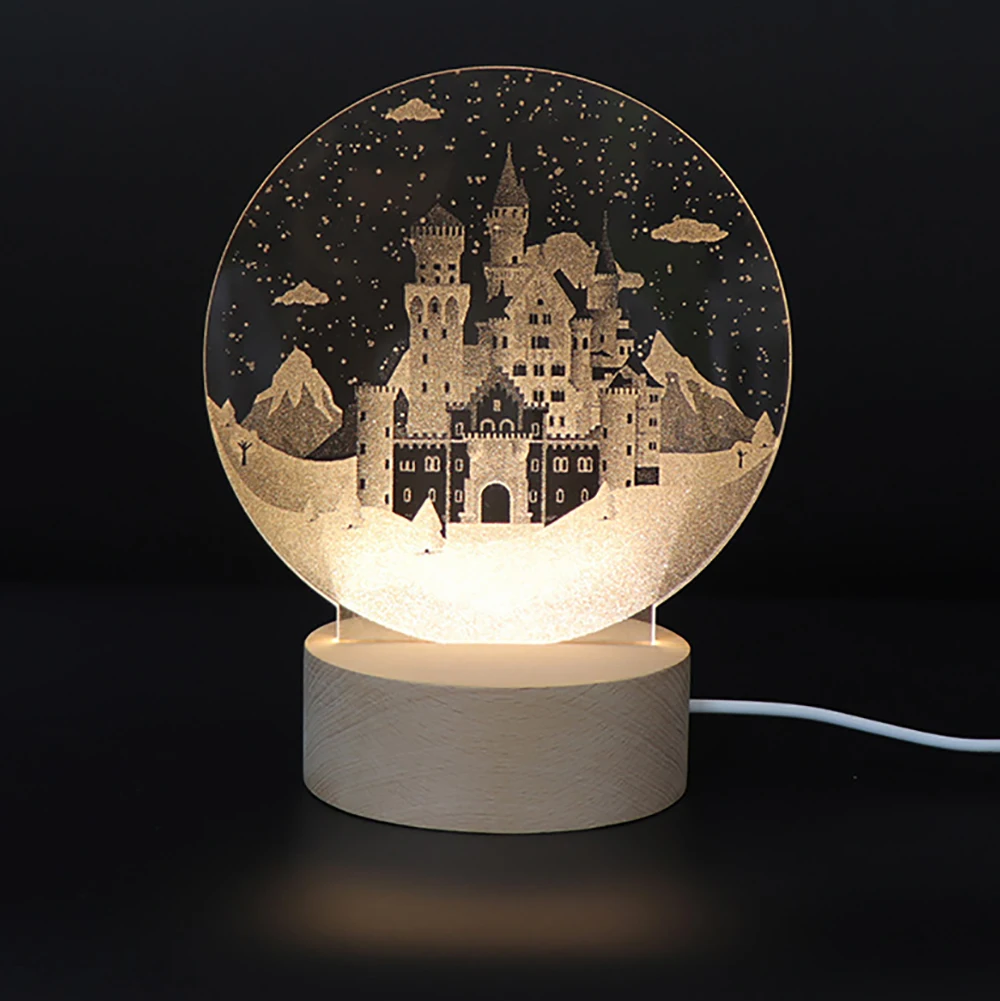 

Сказочный замок 3D светодиодный акриловый ночник питание от USB украшение для спальни Настольный светильник для сна для детей креативные подарки