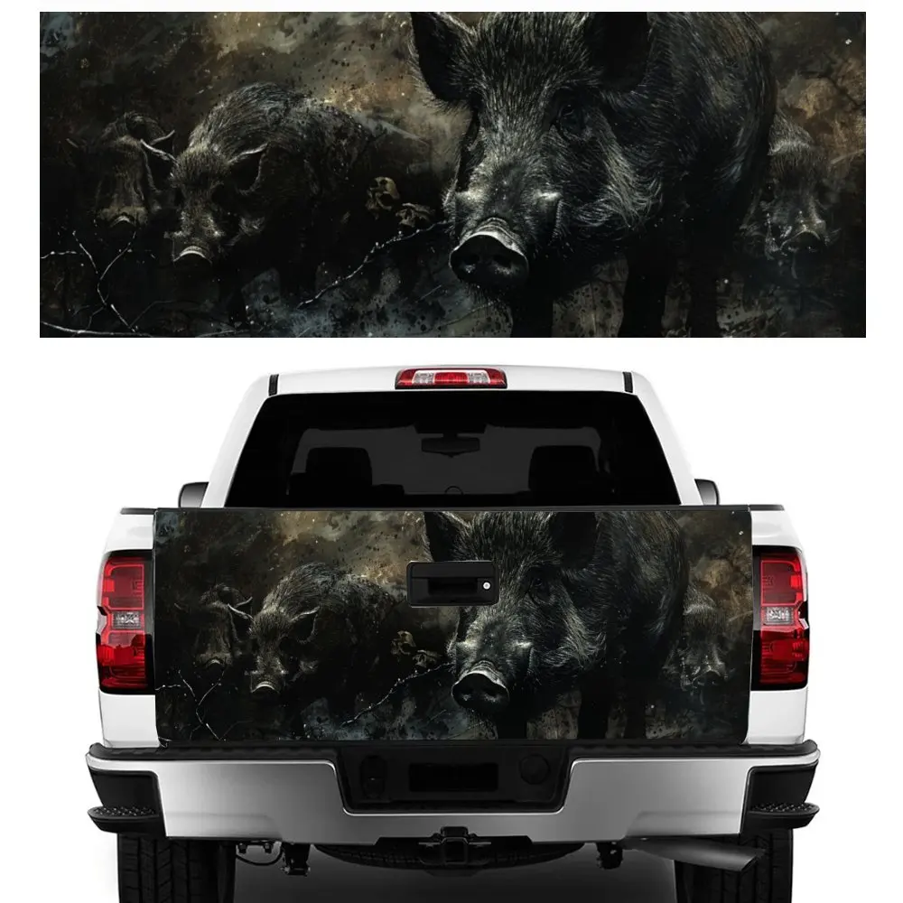 Primitive Forest Wild Boar Print Car Tail Trunk Protect Vinly Decal Auto Accessories Hood Decoration Sticker for Off-road Pickup