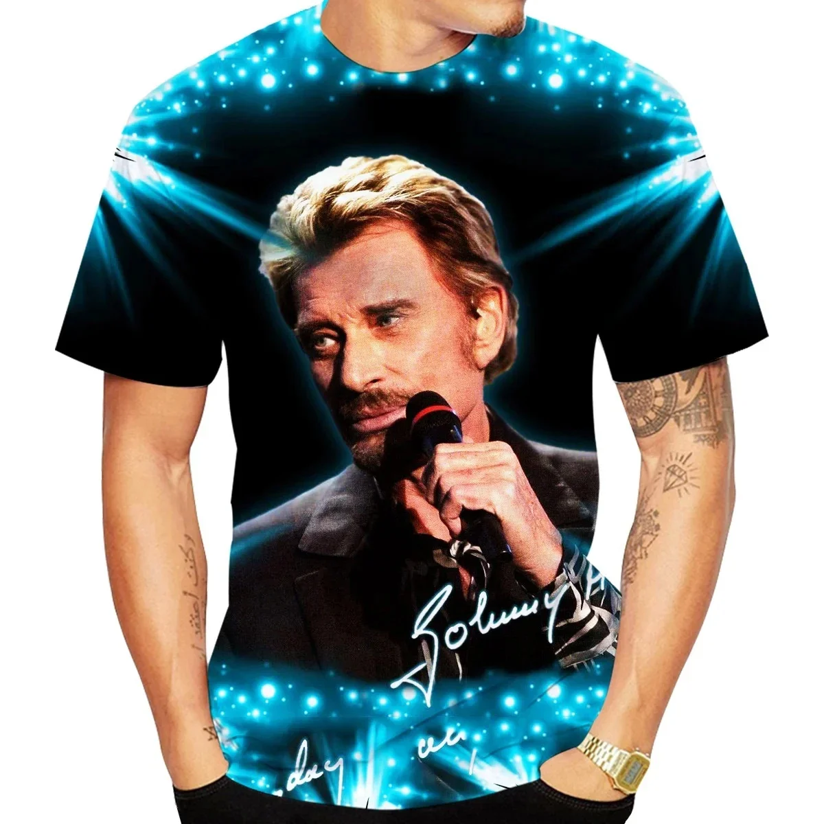 

Johnny Hallyday 3D Print T Shirts Hip Hop Streetwear T-Shirt Trendy Fashion Summer Short Sleeve