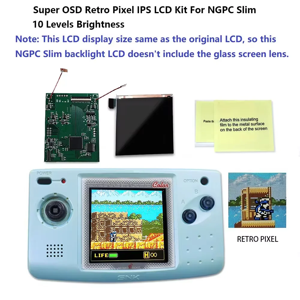 HISPEEDIDO OSD IPS Screen Backlight LCD Mod Kits Colorful Changing Display Screen set for NGPC Slim