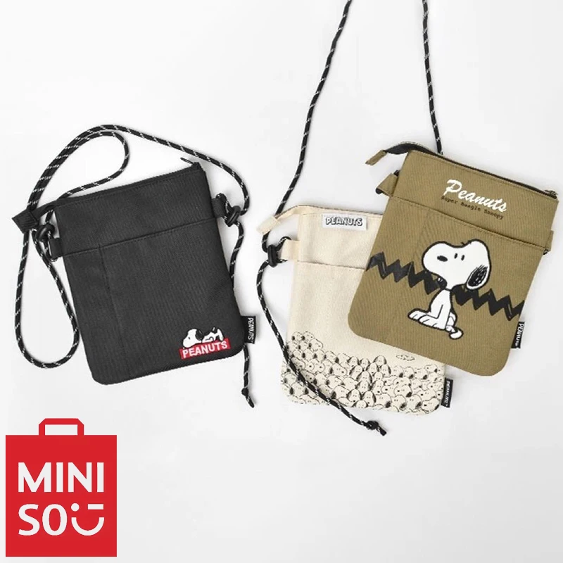 MINISO Snoopy Bag Cartoon Cute Shoulder Bag Crossbody Mini Bag Student Canvas Phone Bag Zero Wallet