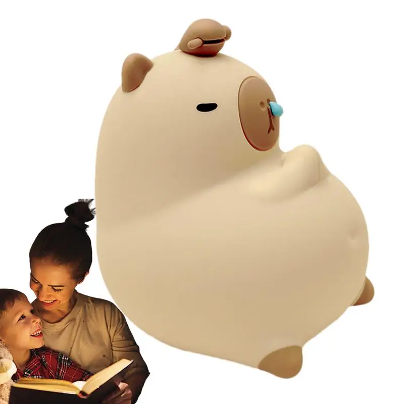 

Capybara Night Light Soft Silicone Light USB Rechargeable Lamps Touch Control Lamp 3 Level Silicone Night Light Timing Function