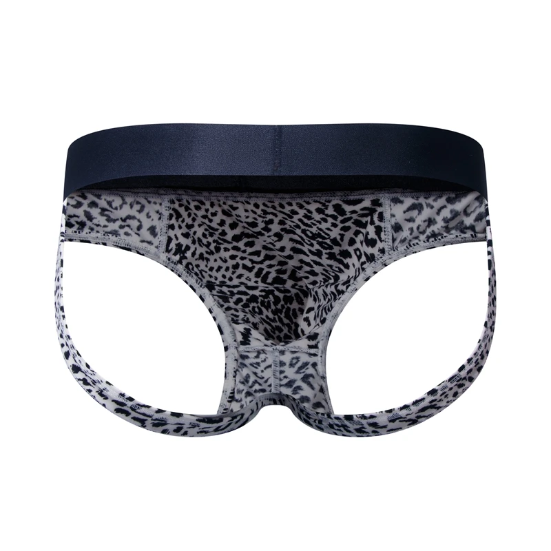Sexy Leopard Hollow Men\'s Briefs Men Underwear Low Waist Gay Jockstrap Panties Bikini Sissy Underpants Male Thong Breathable