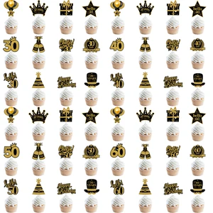 30 ° 40º 50º 60º Cumpleaños para pastel de pasteles Peluces de pastel de oro negro 30 40 50 50 60 años Topcake Toppers Suministros de pastel de cumpleaños para adultos 10 mejores ventas de 40 años topper de pastel de cumpleaños - №5