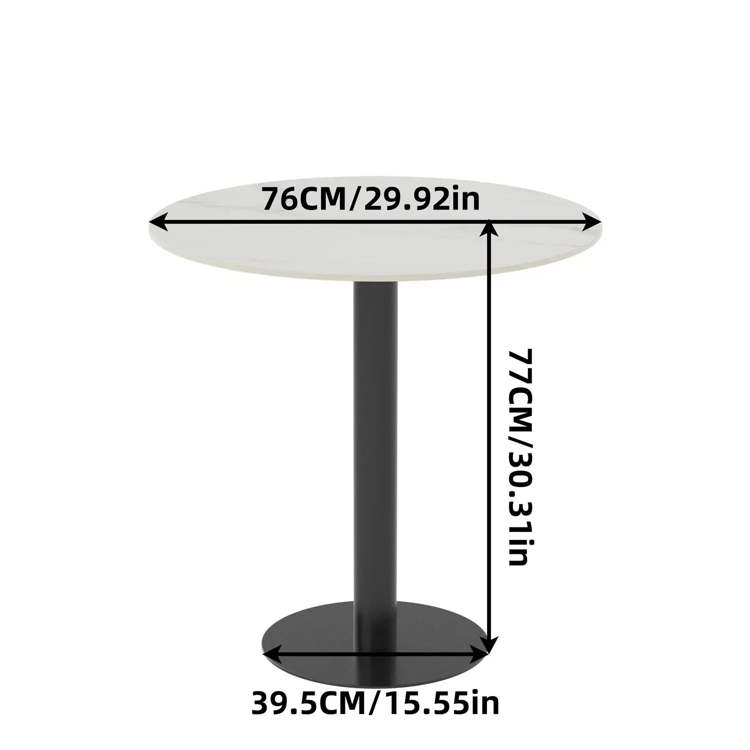 High Bistro Pub Table Round Bar Height Cocktail Table Metal Base Sintered Stone Top Table with Metal Leg