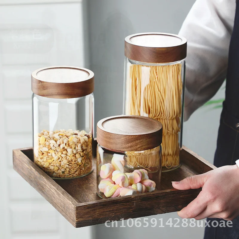 High Borosilicate Glass Scented Tea Storage Canisters with Acacia Wooden Lid - Dust-Proof Sealed Jars for Kitchen Storage 2