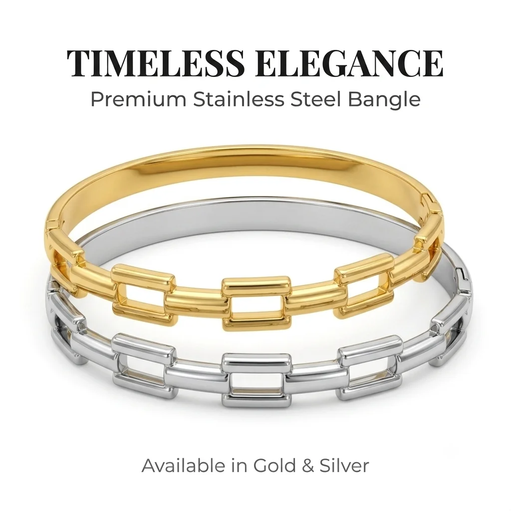 Goldfarbenes Snap-on-Armband mit durchbrochenen Gliedern, Edelstahlarmband für Damen, Modeschmuck-Geschenk