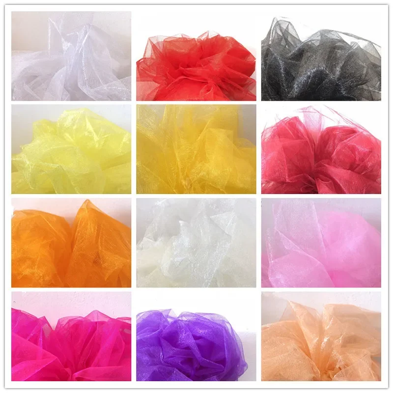 48cmx5m/10M Crystal Yarn Tulle Roll Wedding Backdrop Organza Fabric Decoration Supply