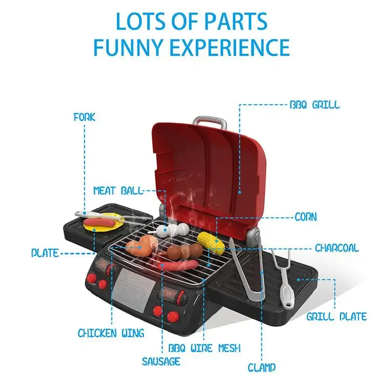 Simulação cozinha churrasco brinquedo menina forno de churrasco elétrico fingir jogar comida brinquedo educativo conjunto role play criança crianças presentes