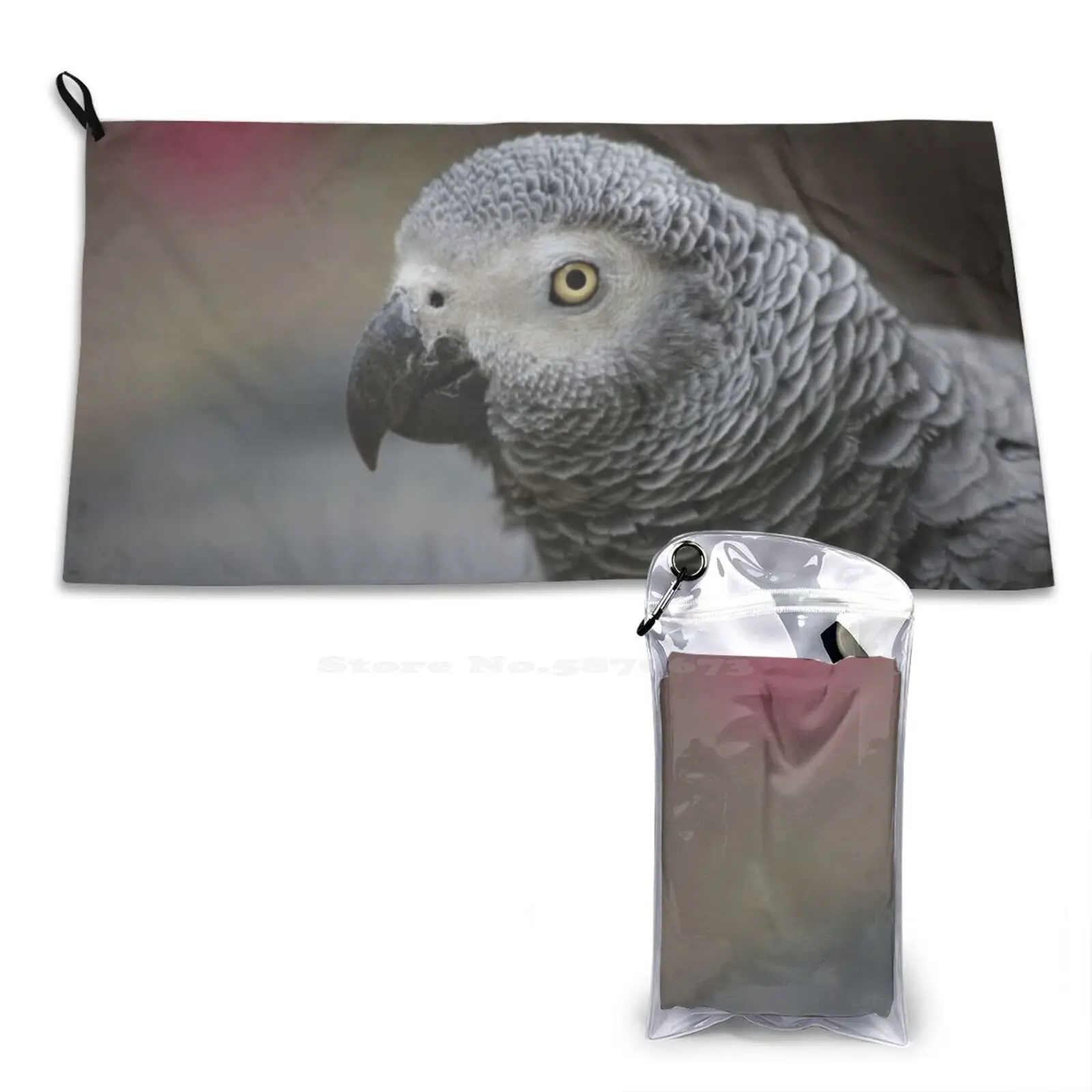 African Grey Parrot Personalized Soft Towel Home Outdoor African Bird Grey Parrot Smart Tropical Pet Face Cute Love