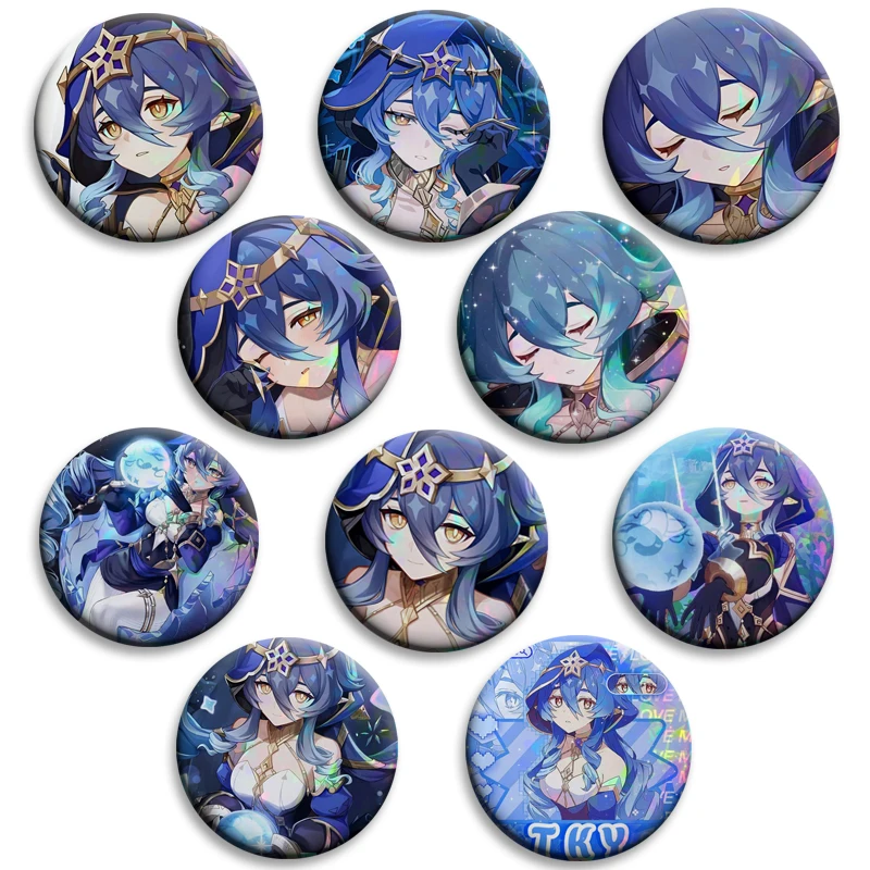 Anime Genshin Impact Button Pin Cartoon Figures Layla Tighnari Yae Miko Creative Badges Handmade Tinplate Round Brooch Bag Decor