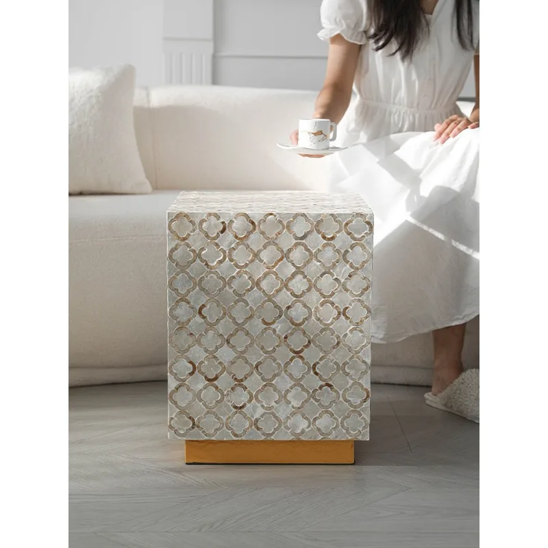 

Shell edge few wooden small coffee table living room sofa corner few