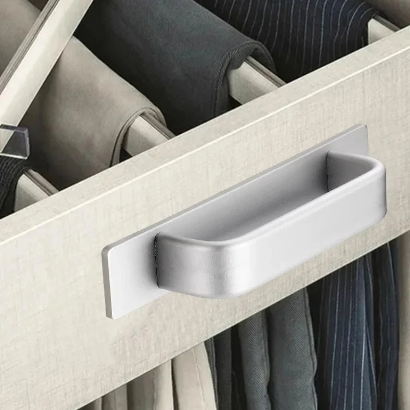 سبائك الألومنيوم درج دفع مقابض سحب 1 قطعة مقبض كابينة ذاتية اللصق مساعد لا عصا الحفر على مقبض لخزانة المطبخ