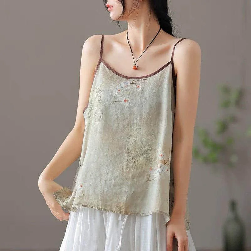 Printed Vest for Women Summer Sale Vintage Minimalism Korean Style Casual Loose Elegant Tanks Sleeveless T-shirts Women Clothing