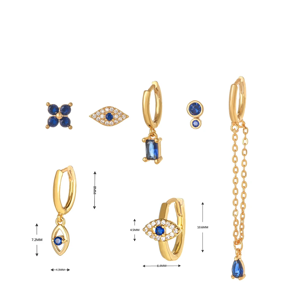 1PC Stainless Steel Blue Color Evil Eye Small Hoop Earrings for Women Tiny Ear Cartilage Piercing Punk Earings Unisex Jewelry